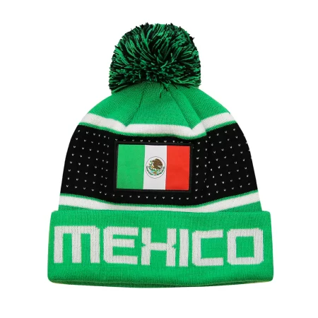 Mexico Adult Pegged Unisex Pom Beanie